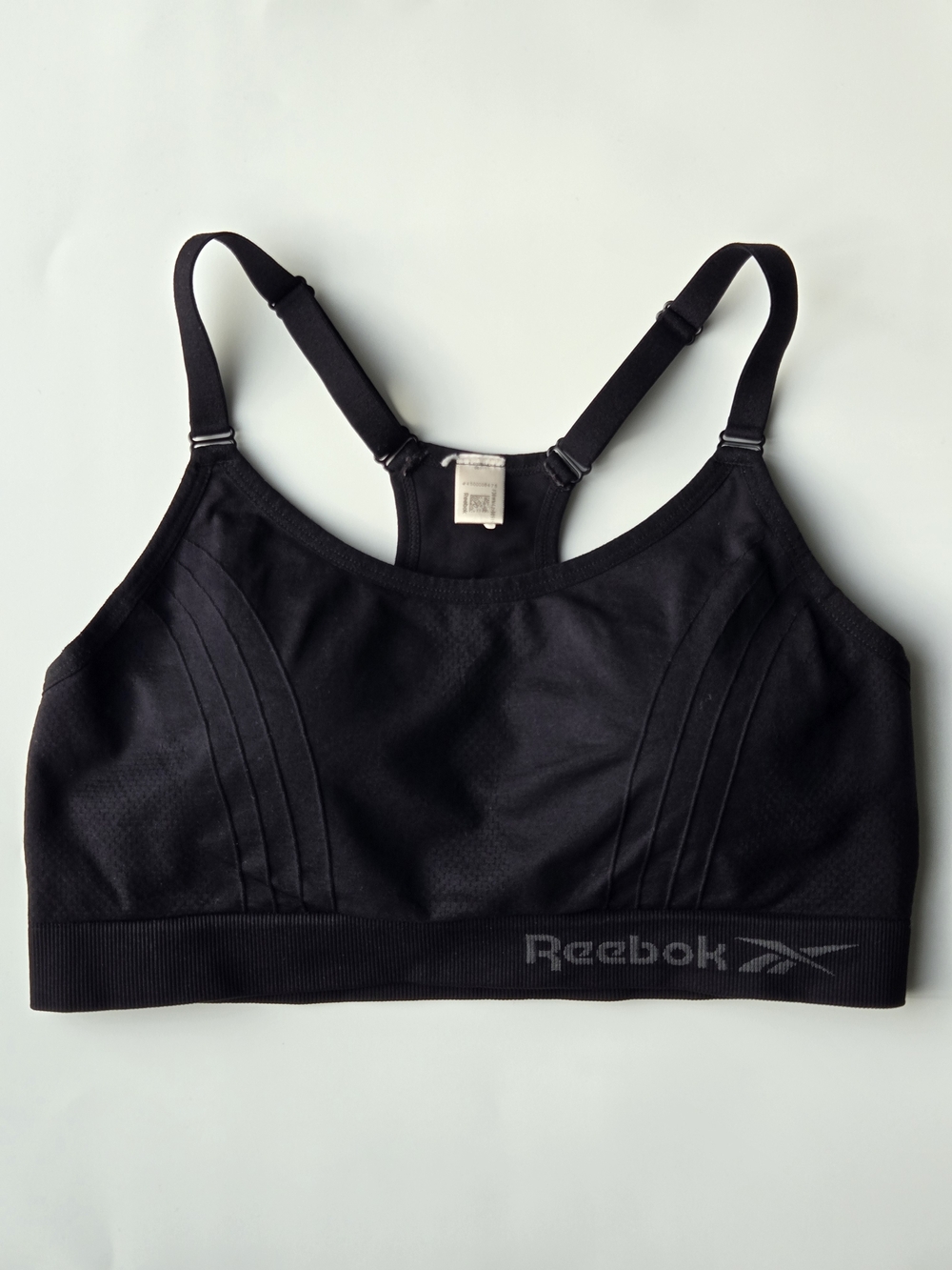 Reebok Black Medium Impact Sports Bra Adjustable Straps Mesh Knit Activewear M
